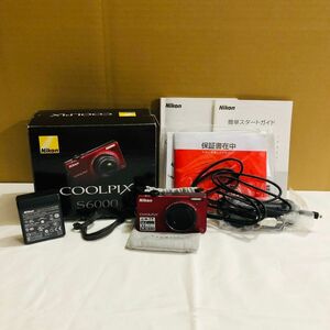 ht4017【60】//Nikon★ニコン　COOLPIX　クールピクス　S6000　コンパクトデジタルカメラ　レッド系　箱・取説付き