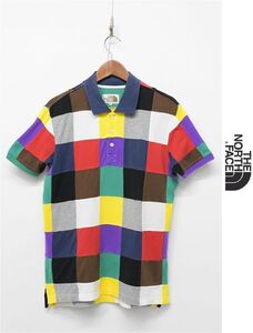 P302/茶タグ ヴィンテージ 90s THE NORTH FACE 半袖ポロシャツ Tシャツ カラフル M コットン ゴールドウィン