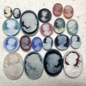 1円〜!!小粒!!◯ストーンカメオおまとめ32.4g◯f 約162ct ルース 裸石 宝石 stone cameo 貴婦人 ブローチ 彫刻 アンティーク w2め21