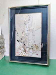 ● 【真作】日展作家 【国分 敬子】【野の花の】日本画 肉筆 サイン 落款 絵画 M10 サイズ 53×33.5cm 希少 貴重 美術品 中古品 ③