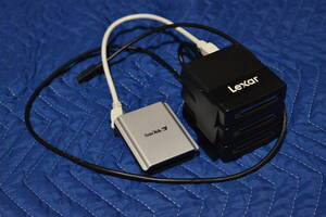 FireWire 800 IEEE 1394b コンパクトフラッシュ CFカードリーダー Lexar RW034-870 x3 SanDisk SDDRX4-CF x1