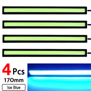 ★ LED デイライト バーライト 12V COB 全面発光 (アイスブルー) ★ 17㎝ 両面テープ付き 防水 ★ ４本セット ★