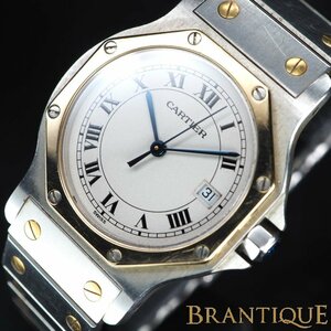 【電位交換済み】 Cartier カルティエ サントスオクタゴン 187902 白 文字盤 ローマンインデックス USED品 稼働品 メンズ 腕時計「24111」