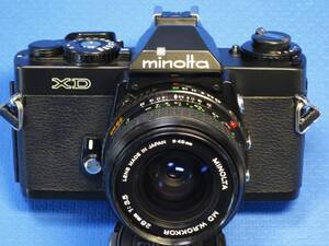 ★ 美品・動確 ★　 ミノルタ ♪ ｍｉｎｏｌｔａ XD ネオブラック 黒 ＋ ＭＤ ２８mm 1：3．5 レンズ付き ★