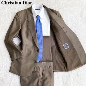 １円 Christian Dior クリスチャンディオール スーツ セットアップ シングル 二つボタン ベージュ　茶系 サイズ AB5 M 相当 メンズ 毛 