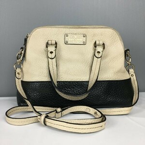 Kate spade/ケイトスペード　レザー 2way！ハンド＆ショルダーバッグ　ベージュ×黒　ロゴ　管NO.WB8-53