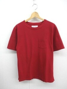 VKZ041★UNIVERSAL PRODUCTS 鹿の子ポケットTシャツ★L★赤★CREW NECK POCKET TEE