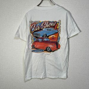 ヘインズ　Tシャツ　アメ車　クラシックカー　旧車　白T　企業ロゴD4 古着　入手困難　激レア　希少 人気　デカプリント　デカロゴ