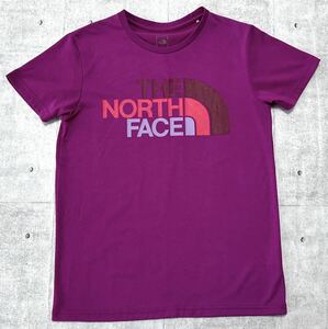 THE NORTH FACE ドライ素材 ビッグロゴ 半袖 Tシャツ 速乾　　ノースフェイス デカロゴ ロゴドン ゴールドウィン製 パープル 柳9489