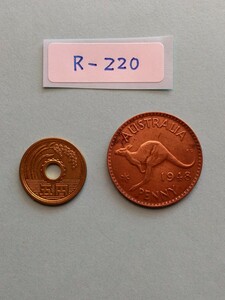 外国コイン　イギリス領 (英領)　オーストラリア　(Rー２２０)　古銭　１ペニー硬貨　１９４８年