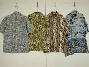 C802/Kolekole/PARADISE FOUND/Canal Reef/HAWAIIAN SILK COMPANY/ハワイアンシャツ/アロハシャツ4枚セット/まとめ売り/アメリカ製/メンズL