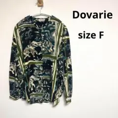 【Dovarie】ノーカラーシャツ　フリーサイズ　長袖　総柄　　春服