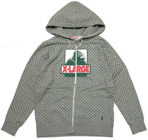 XLARGE エクストララージ 総柄 限定 ジップパーカー S 大きめ 美品 ジップアップパーカー M程度 クリスピークリームドーナツ