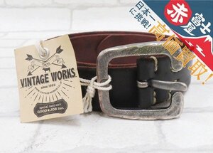 2A7003-18/未使用品 Vintage Works Leather belt DH5536 ヴィンテージワークス レザーベルト 茶芯 サイズ35