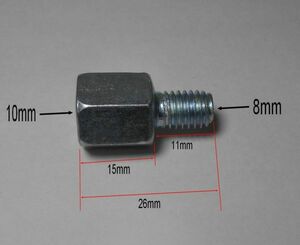 ★バックミラー ネジ径変換アダプタ―★車体側8mm正ネジを10mm正ネジへ★即決1個150円送料140円