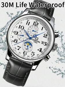 腕時計 メンズ 機械式 高級防水自動機械式腕時計 男性用手巻き腕時計 ステンレススチール製 男性用時計＋ボックス 1個入り