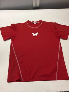 送料無料☆半袖Tシャツ☆ スポーツウェアButterfly バタフライ☆赤 レッド☆メンズ☆Mサイズ☆♯30610mtj45