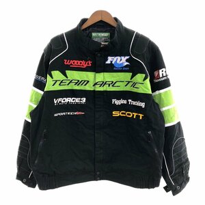 ARCTICWEAR 企業ロゴ コットン レーシングジャケット ブラック (メンズ XL) 中古 古着 P9813