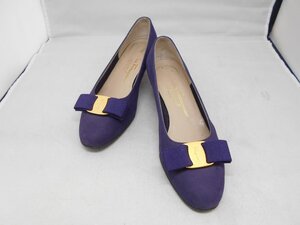 【Ferragamo】　フェラガモ　ヴァラ　パンプス　ヒール3.5㎝　パープル　紫　SY02-JV4★★