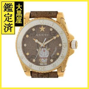 GUCCI グッチ 腕時計 ダイブ ドラえもんxGUCCI YA136334 ステンレス/ゴールドPVD ブラウン文字盤クォーツ【472】SJ