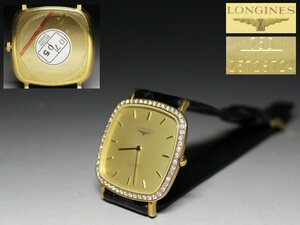 ◆LONGINES・ロンジン・750刻印 18K・腕時計・総重量24.3㌘・ゴールド文字盤・クォーツ ・レディース・動作未確認◆a4163h 