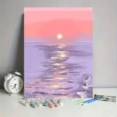 デジタル油絵 夕日風景 40cm x 50cm