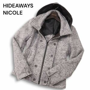 HIDEAWAYS NICOLE ハイダウェイ ニコル 秋冬 裏起毛★ フード付き メランジ ニット ナポレオン ジャケット Sz.46 メンズ　I4T03214_A#N