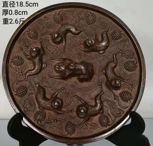 唐物　海獣葡萄紋古銅鏡