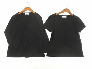 Courreges クレージュ ビーズ アンサンブル カーディガン size40/黒 ■◇ ☆ egb9 レディース