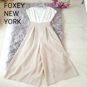 レア FOXEY NEW YORK オールインワンホワイトベージュ 38サイズ