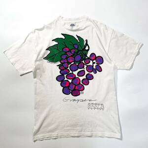 90s Gravity graphics グラビティーグラフィックス 80s フルーツ ブドウ ビンテージ アメリカ製 usa old L Tシャツ プリントt Tee 果物