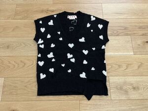 23-24AW MARNI BUNCH OF HEARTS ダメージ加工 ウール ニット ベスト ハート 38 マルニ