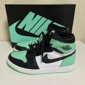 売切り！新品未使用 2024年発売 NIKE / ナイキ AIR JORDAN1 RETRO HIGH OG GREEN GLOW US9 / 27cm 替えヒモ 黒タグ 箱付き グリーングロー