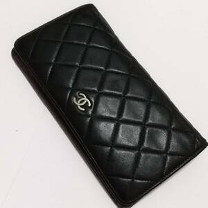 正規品 CHANEL シャネル マトラッセ ラムスキン タイムレスクラシック 二つ折り 長財布 ココマーク 