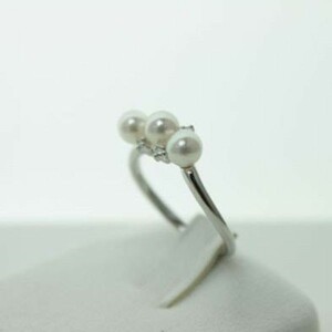 真珠 指輪 パール リング あこや真珠 4.5mm-5mm ベビーパール ホワイトピンクカラー デザイン アコヤ本真珠 15567