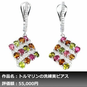 【1円新品】イケゾエガレ｜6.00ct 天然トルマリン ダイヤモンド K14WG仕上ピアス｜作家モノ｜本物保証｜日宝協鑑別対応