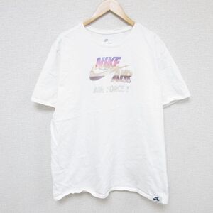 XL/古着 ナイキ NIKE 半袖 ブランド Tシャツ メンズ ビッグロゴ AIR FORCE 大きいサイズ コットン クルーネック 白 ホワイト 24jul05 中古