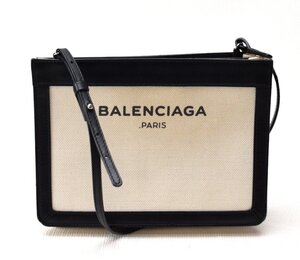 BALENCIAGA バレンシアガ 【ネイビーポシェット キャンバス×レザー ショルダーバッグ 390641】斜め掛け