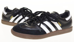 アディダス adidas SAMBA LEATHER BLACK 24.5cm 019000 サンバ 黒 白 ブラック レザー ガム ローカット【ブランド古着ベクトル】240905 レ