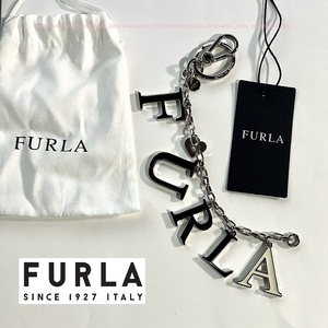 限定sale!【新品タグ付き】FURLA フルラ★マルチロゴ×チェーン キーリング/バッグチャーム/キーホルダー【ブランドロゴポーチ付属】