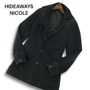 HIDEAWAYS NICOLE ハイダウェイ ニコル 秋冬 USED加工★ デニム 中綿 シングル トレンチ コート Sz.46　メンズ　A4T12468_B#N