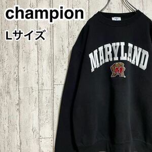 ☆送料無料☆ champion チャンピオン カレッジスウェット L ブラック メリーランド大学 FEAR THE TURTLE 全刺繍 ビッグシルエット 22-144