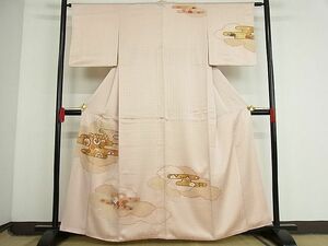 平和屋-こころ店■訪問着　霞草花文　金彩　着丈159cm　裄丈63cm　正絹　逸品　B-np9765