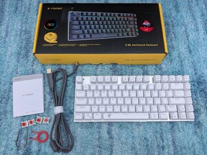 0606u1916　e元素ゲーミングキーボード 赤軸81キーアンチゴーストキー RGB発光LEDバックライト付 防水 ホワイト Z-88