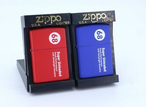 I10216 【未使用】ZIPPO ジッポ ライター 68ガソリン つや消し仕様 レッド 1999年 /ブルー 2000年 2個セット ケース付