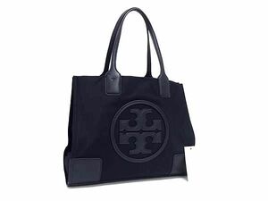 1円 ■美品■ TORY BURCH トリーバーチ エラ ナイロン×レザー トートバッグ ハンドバッグ ショルダー 肩掛け ネイビー系 FE3998