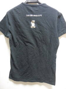 EMPORIO ARMANI エンポリオアルマーニ Tシャツ ストレッチ素材 シルバーラメ ブラック M　日本正規品　（２１