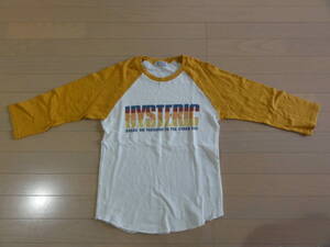 美品 HYSTERIC GLAMOUR ロゴ ラグラン七分袖シャツ 白 Sサイズ 0294CL14