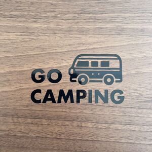 2. 【送料無料】 GO CAMPING カッティングステッカー バス キャンプ CAMP アウトドア 黒【新品】