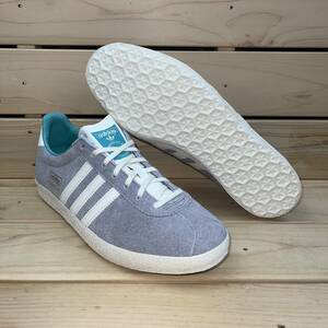 1円 スタート アディダス オリジナルス ガゼル 25.5cm グレー ホワイト 税込定価13200円 adidas GAZELLE OG EF W ガッツレー 天然皮革